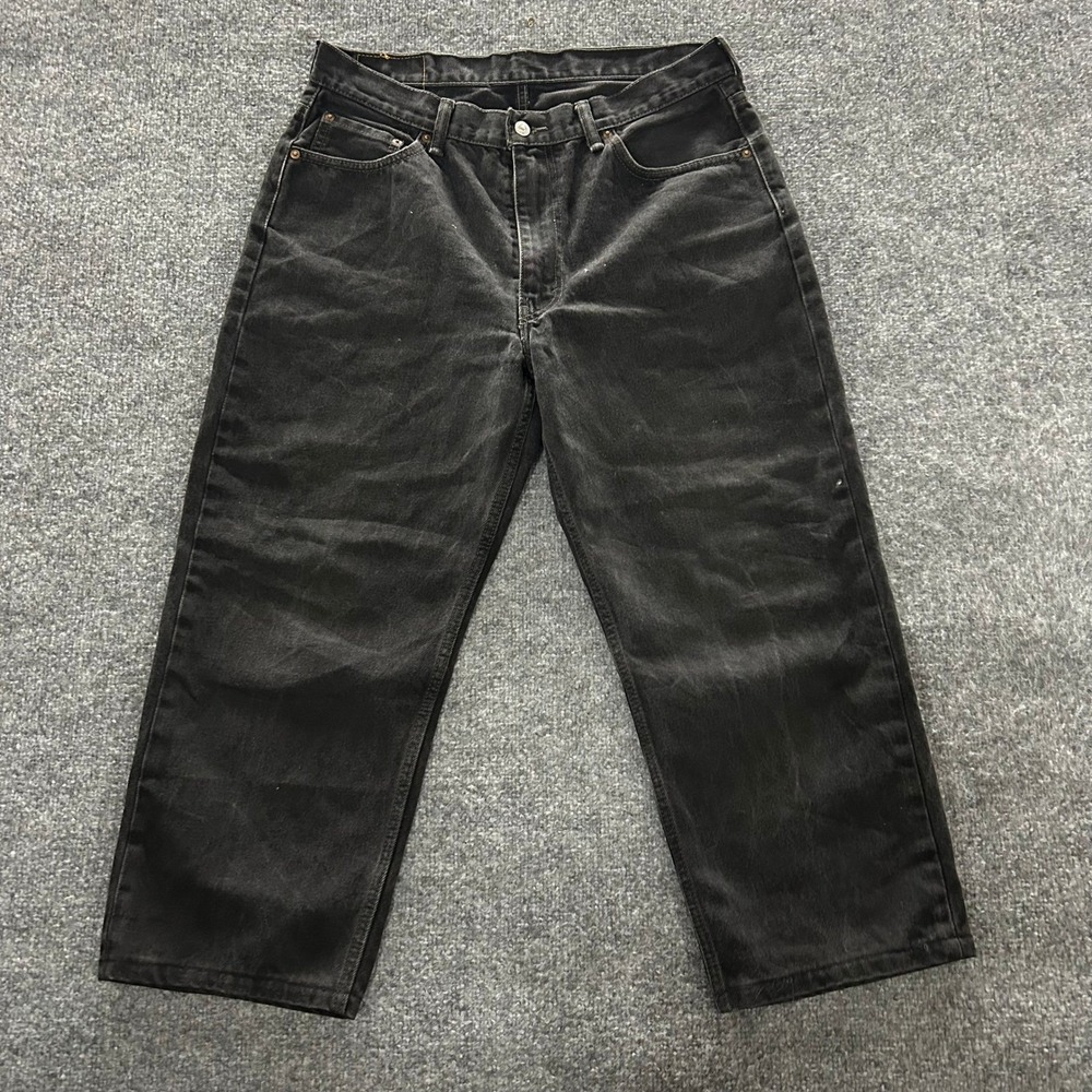 Levi's Jeans Mens Size 36x30 Black 550 Relaxed Fit Tapered Leg Faded Denim